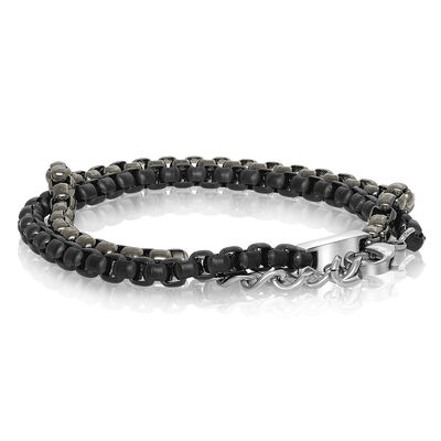 Pulsera de joyería de acero inoxidable 316L para hombre con cuentas de piedra y patrón de bola de metal