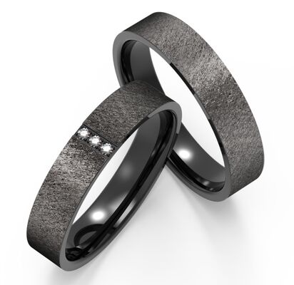 Goede prijs Custom Zwarte Titanium Mode Heren Sieraden Koepel Ingelegd Zirkoon Gepolijste Koppelring online