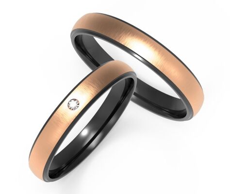 Good price Rose Gold Fashion Men's Jewelry Set Zircon With Black Titanium Inside The Couple Ring online