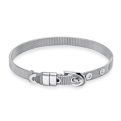 Buen precio Pulseras vintage de joyería de moda para hombre de acero inoxidable plateado en línea