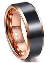 Good price Vacuum Plated Polished Black and Rose Gold Band Ring Jewelry Tungsten Carbide Ring for Men online