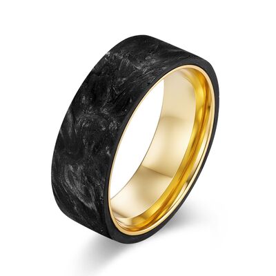 Good price Custom Men's Forged Carbon Fiber Wedding Bands in Plated Rose Gold online