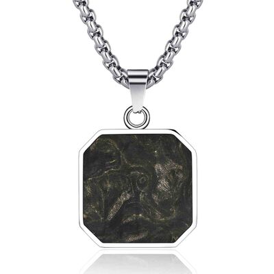 Good price Religious Forged Carbon Fiber Pendant Square Bible Verse Christian Cross Necklace For Men online