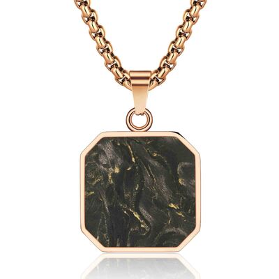 Guter Preis Edelstahl beschichteter Carbonfaser Schmuck Roségold Kreuz Anhänger Metallkette Halskette Online