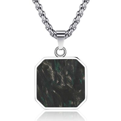 Bon prix Collier à la croix carré verset biblique forgée Collier en fibre de carbone pour homme en ligne