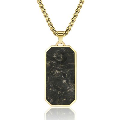 Buen precio Colgante de fibra de carbono forjado rectángulo SS Revestido Collar de cruz de oro de 14k para hombres en línea