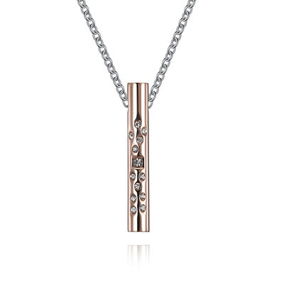 Good price Stainless Steel Link Chain Bar Shape Necklace with Diamond Christian Pendant Rose Gold Plated online