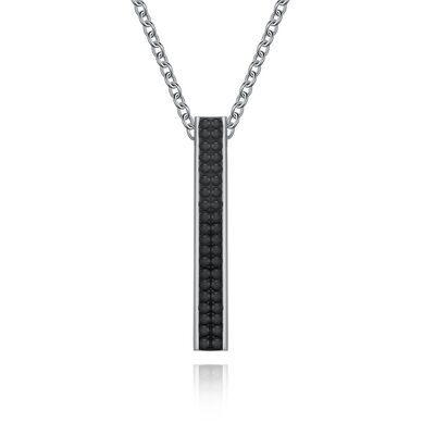 Good price Black Stainless Steel and Carbon Fiber Bar Necklace Diamond Christian Religious Pendant online