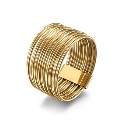 Guter Preis Einfacher glänzender Kugelring aus Edelstahl Goldplattiert Edelstahl Fashion Rings Online