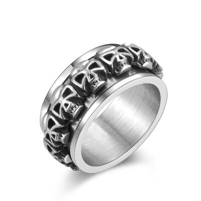 Goede prijs Vintage Skull Stijl Gepersonaliseerde Mannen Ringen Juwelen Mensen Zwarte Agate Steen Ring online