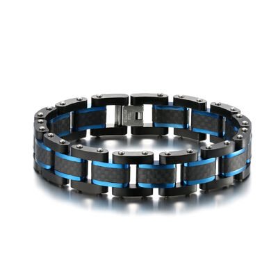 Good price Customized Stainless Steel Chain Bracelet Jewelry Men's Carbon Fiber Bracelet online