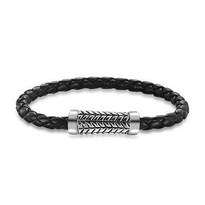 Bom preço Homens Cool Pulseira de aço inoxidável Punk Preto Marrom Braid Pulseiras de couro on-line