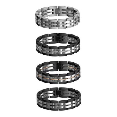 Good price Brushed And Matte Black Fashion Stainless Steel Bracelet With Silver Watch Band Bracelet online