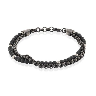 Bom preço 7Pulseira de aço inoxidável.5 polegadas Bracelete de couro preto masculino clássico on-line