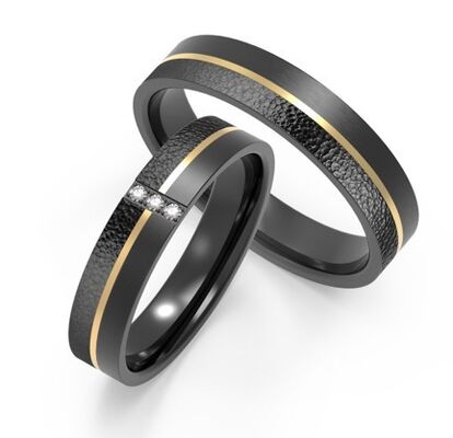 Good price Zircon Black Titanium Jewelry Couple Rings Set Two Color Embellished online
