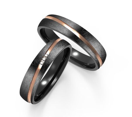 Bon prix Bague plate/bombée en zirconium noir Bijoux Finition brillante/satinée en ligne