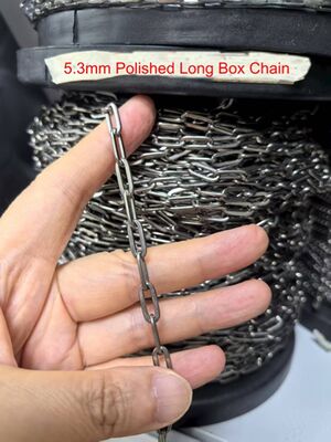 お買い得 5.3mm 長いボックスチェーン チタンジュエリー 紳士用 研磨仕上げ / サテン仕上げ オンライン